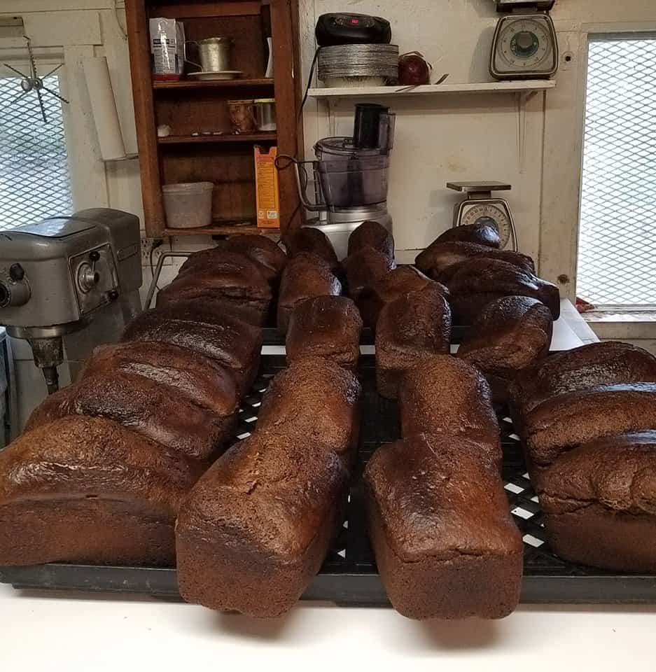 A big tray of cooling molasses bread