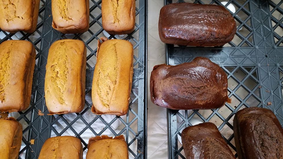 Bread fresh out of the oven, cooling off.